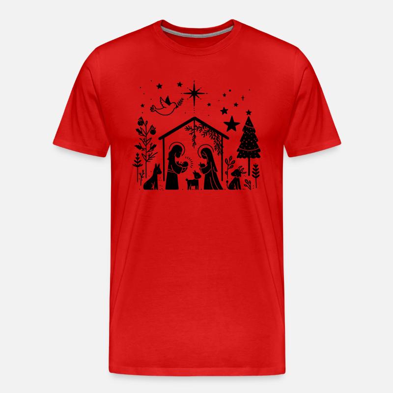 Weihnachtskrippe - Männer Premium Bio T-Shirt - Rot