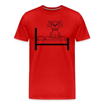 Hund Auf Bett Entspannt Schlafen Schlafzimmer Süß - Männer Premium Bio T-Shirt - Rot - Vorne - Damien (186cm)
