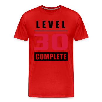 Level 30 - Fertig - Männer Premium Bio T-Shirt - Rot - Vorne - Damien (186cm)