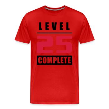 Level 25 - Fertig - Männer Premium Bio T-Shirt - Rot - Vorne - Damien (186cm)