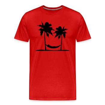 haengematte island sun palms chill relaxed ent - Men's Premium Organic T-Shirt - red - Front - Damien (186cm)