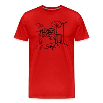 drums - Men's Premium Organic T-Shirt - red - Front - Damien (186cm)