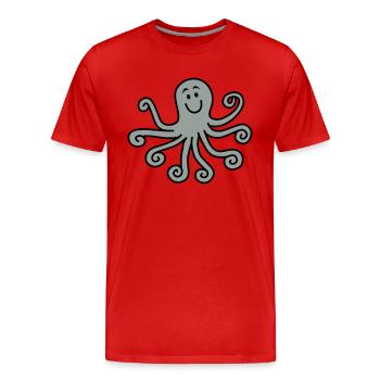Poulpe - T-shirt bio Premium Homme - rouge - Devant - Damien (186cm)