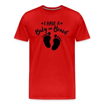 I have a baby on the board - Männer Premium Bio T-Shirt - Rot - Vorne - Damien (186cm)