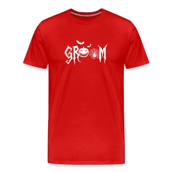 Halloween Groom Pumpkin Spider Funny Matching - Men's Premium Organic T-Shirt - red - Front - Damien (186cm)