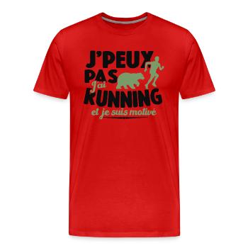 Je Peux Pas J'ai Running Et Je Suis Motivé - T-shirt bio Premium Homme - rouge - Devant - Damien (186cm)