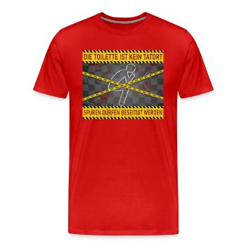 Die Toilette ist kein Tatort - Männer Premium Bio T-Shirt - Rot - Vorne - Damien (186cm)