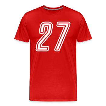 27 Numéro de numéro - T-shirt bio Premium Homme - rouge - Devant - Damien (186cm)