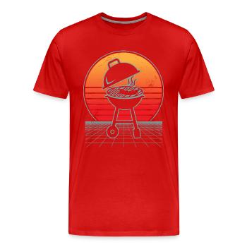 Vaporwave BBQ Lover Grilling Meat Grill Dad - Men's Premium Organic T-Shirt - red - Front - Damien (186cm)