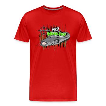 Chasseur de poisson-chat - T-shirt bio Premium Homme - rouge - Devant - Damien (186cm)