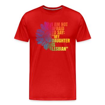 Meine Tochter ist lesbisch - Männer Premium Bio T-Shirt - Rot - Vorne - Damien (186cm)