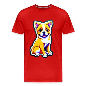 cute dog, dog lovers stickers, rubber sticker - T-shirt bio Premium Homme - rouge - Devant - Damien (186cm)