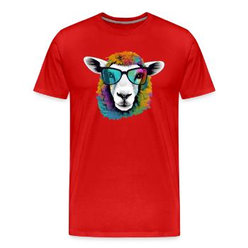 Mimou the sheep - Men's Premium Organic T-Shirt - red - Front - Damien (186cm)