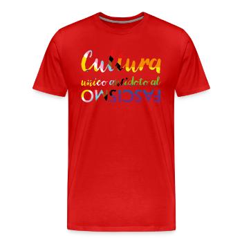 La culture comme antidote au fascisme - T-shirt bio Premium Homme - rouge - Devant - Damien (186cm)