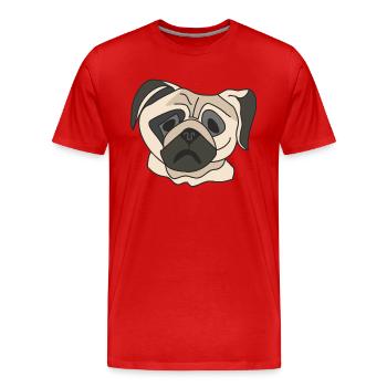 Visage de carlin - T-shirt bio Premium Homme - rouge - Devant - Damien (186cm)