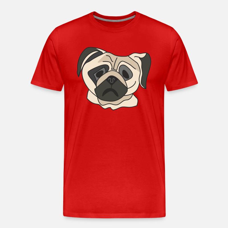Mopsgesicht - Männer Premium Bio T-Shirt - Rot