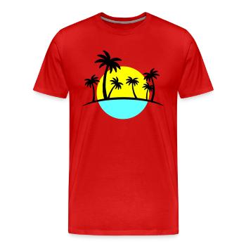 Palmiers de plage 3 - T-shirt bio Premium Homme - rouge - Devant - Damien (186cm)