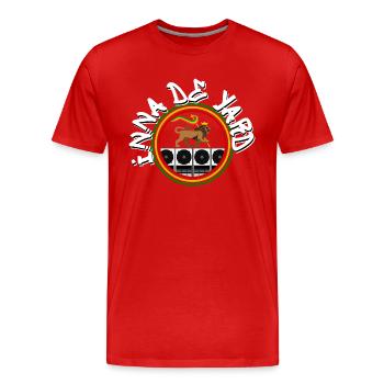Lion du système de musique reggae - T-shirt bio Premium Homme - rouge - Devant - Damien (186cm)