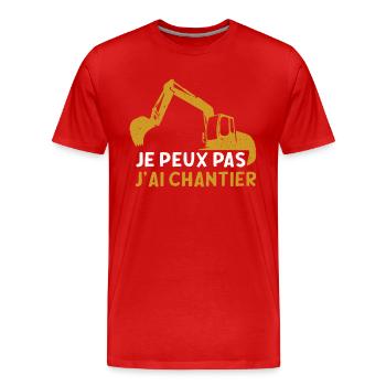 J Peux Pas J ai Chantier - T-shirt bio Premium Homme - rouge - Devant - Damien (186cm)