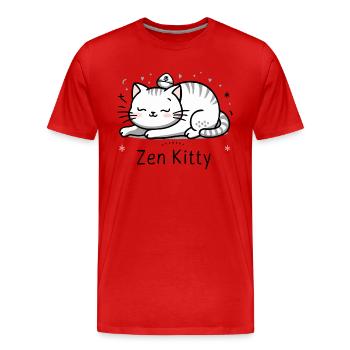 Zen kitty - Men's Premium Organic T-Shirt - red - Front - Damien (186cm)