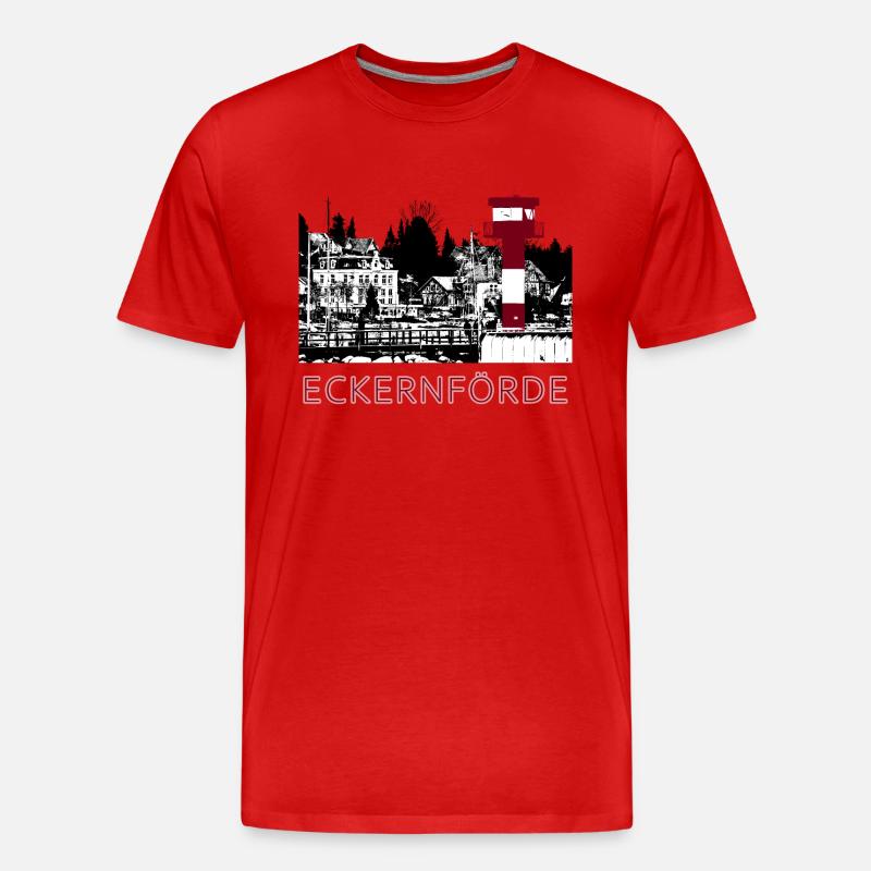 Leuchtturm Eckernförde - Männer Premium Bio T-Shirt - Rot