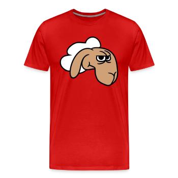 Le mouton a l’air sceptique, critique, regards suspicieux - T-shirt bio Premium Homme - rouge - Devant - Damien (186cm)