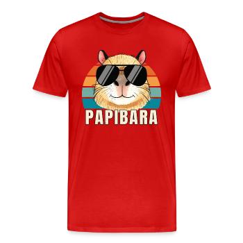 Papa Papibara Lustiges Wortspiel Capybara Vatertag - Männer Premium Bio T-Shirt - Rot - Vorne - Damien (186cm)