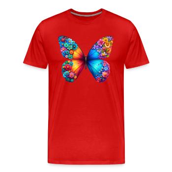 Bunter Schmetterling, von der Natur inspirierte Sommerstimmungen - Männer Premium Bio T-Shirt - Rot - Vorne - Damien (186cm)