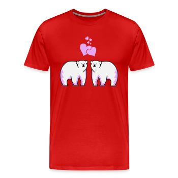 Eisbären verliebt - Männer Premium Bio T-Shirt - Rot - Vorne - Damien (186cm)