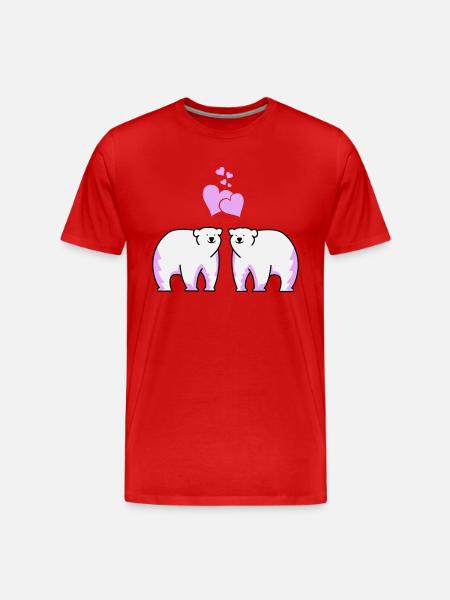 Eisbären verliebt - Männer Premium Bio T-Shirt - Rot