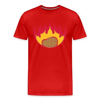 burning potato flames fire hot food leak - Men's Premium Organic T-Shirt - red - Front - Damien (186cm)