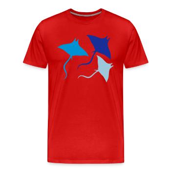colorful 3 stingray swim diving silhouette - Men's Premium Organic T-Shirt - red - Front - Damien (186cm)