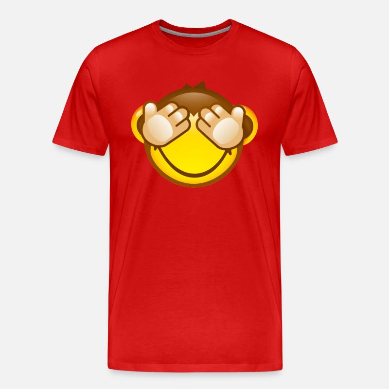 Smiley Monkey No Seeing - Männer Premium Bio T-Shirt - Rot