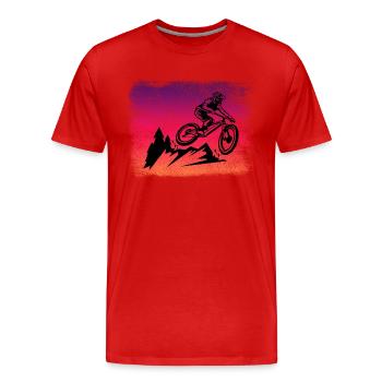 Downhill VTT simple trail - T-shirt bio Premium Homme - rouge - Devant - Damien (186cm)