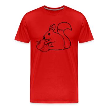 Happy Squirrel Acorn - Men's Premium Organic T-Shirt - red - Front - Damien (186cm)