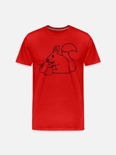 Fröhliches Eichhörnchen Eichel - Männer Premium Bio T-Shirt - Rot