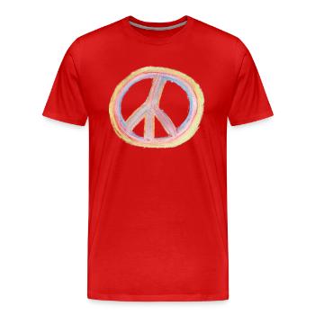 Peace - Männer Premium Bio T-Shirt - Rot - Vorne - Damien (186cm)