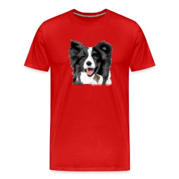 Border Collie - Men's Premium Organic T-Shirt - red - Front - Damien (186cm)