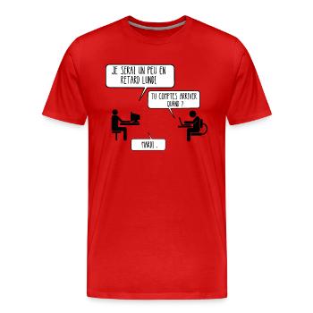 en retard lundi - T-shirt bio Premium Homme - rouge - Devant - Damien (186cm)