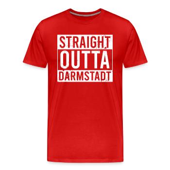 Straight outta Darmstadt white - Männer Premium Bio T-Shirt - Rot - Vorne - Damien (186cm)