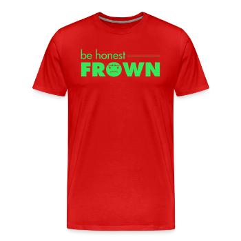 Soyez honnête, froncez les sourcils - T-shirt bio Premium Homme - rouge - Devant - Damien (186cm)
