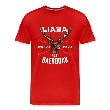 Hirschbock statt Baerbock bayrisch Hirsch Jäger - Männer Premium Bio T-Shirt - Rot - Vorne - Damien (186cm)