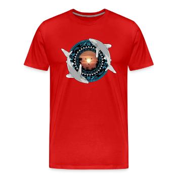 Weißspitzenhochseehaie Hawaiianisch Polynesisch - Männer Premium Bio T-Shirt - Rot - Vorne - Damien (186cm)