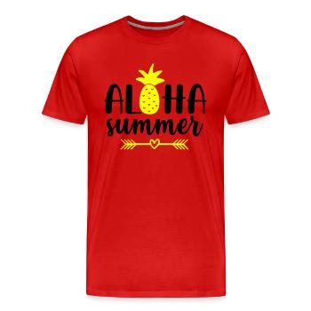 Aloha Été - T-shirt bio Premium Homme - rouge - Devant - Damien (186cm)