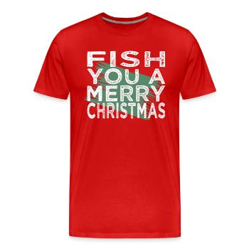 Fish Head Christmas Present Fishing - Men's Premium Organic T-Shirt - red - Front - Damien (186cm)