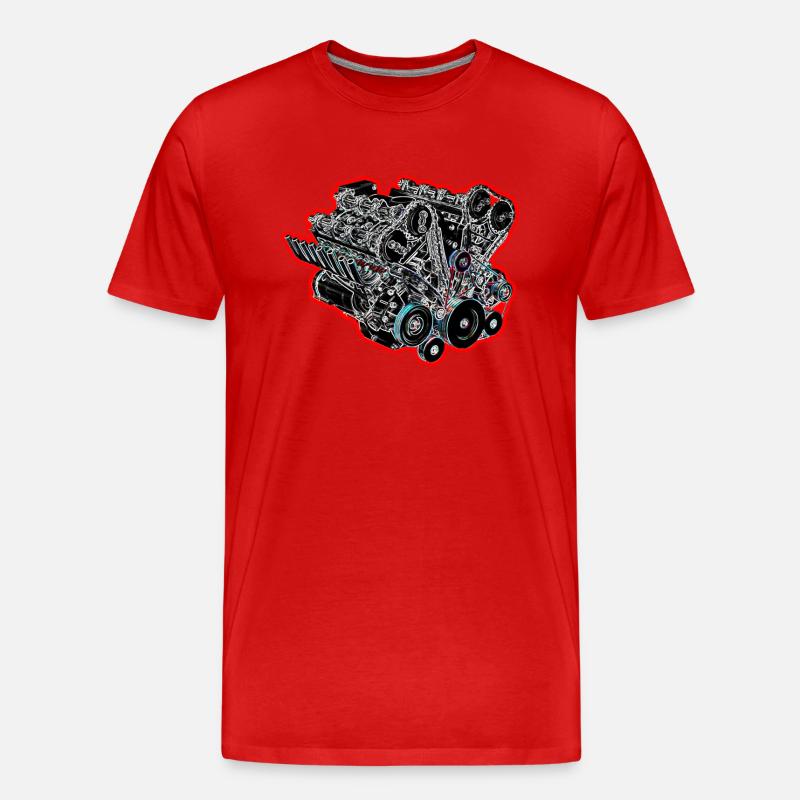 V8 Red Stroke - Männer Premium Bio T-Shirt - Rot