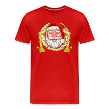 Santa Stoned mit Bong - Ugly Weihnachten - Männer Premium Bio T-Shirt - Rot - Vorne - Damien (186cm)