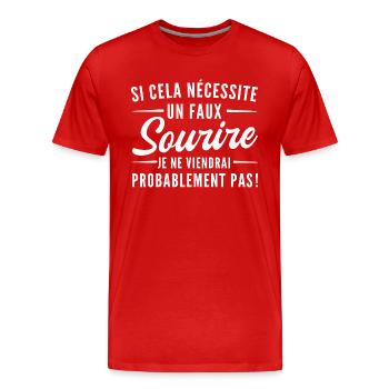 humour faux sourire - T-shirt bio Premium Homme - rouge - Devant - Damien (186cm)