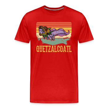 Quetzalcoatl Axolotl Mexique Divinité Aztèque - T-shirt bio Premium Homme - rouge - Devant - Damien (186cm)
