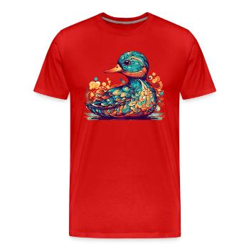 Un canard magnifique comme un bel oiseau aquatique - T-shirt bio Premium Homme - rouge - Devant - Damien (186cm)